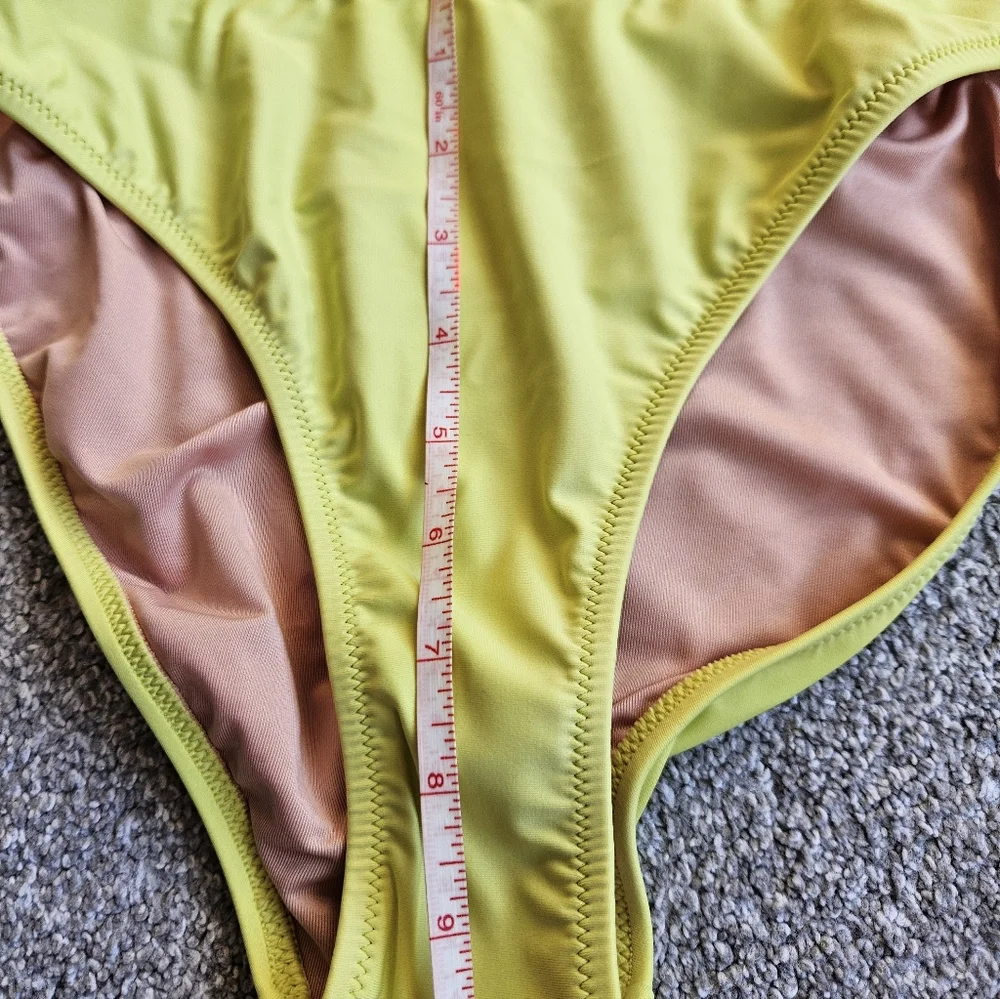 J.Crew High Cut Leg Mid Rise Cheeky Bikini Bottom, XL, Yellow
